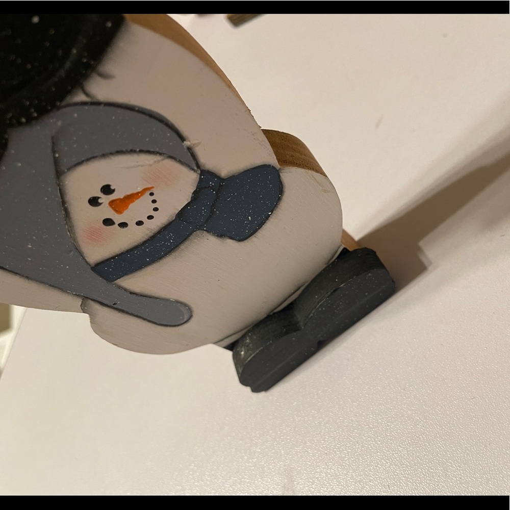 Multi Tier Snowman We Love Snow Wooden Statue Decor - Picture 2 of 8